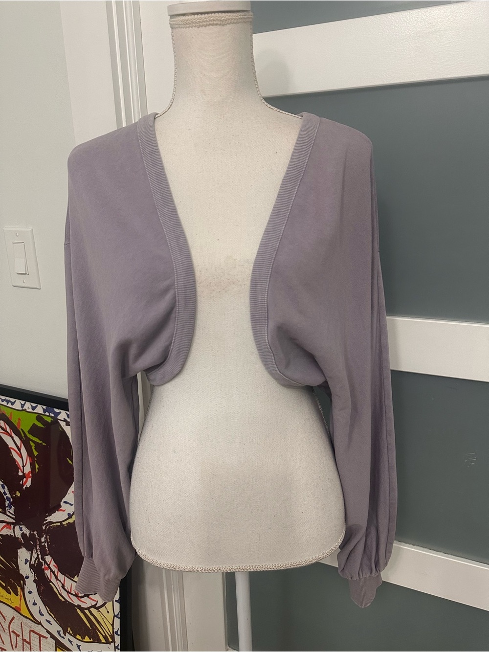 Zara Lilac Washed Effect Cropped Open Front Bolero Cardigan Small Casual NWT